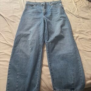 Zara Light Blue Wide-Leg Denim Jeans